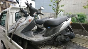 高津区アドレスV125不動車の買取り、無料廃車手続き