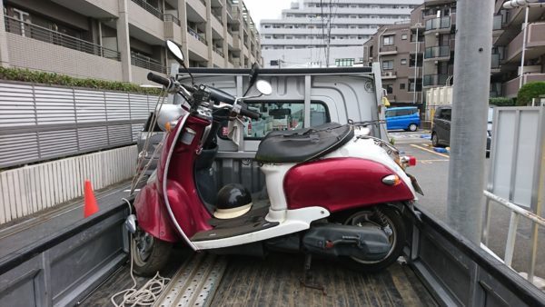 川崎区でバイク無料廃車。ビーノ長期放置車ですが買取